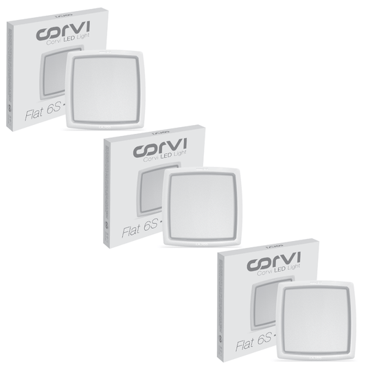 CORVI LED Flat 6S Square 15W | Driverless, Dimmable & Slim Panel Light | Backlit Design for Maximum Brightness | Easy White 4000K for False Ceilings (Pack of 3)