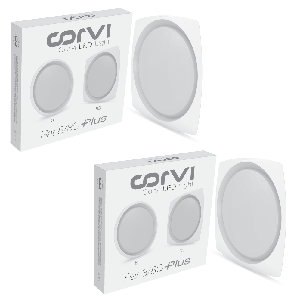 CORVI LED Flat 8Q Square 20W | Compact & Driverless False Ceiling Light | Dimmable with Backlit Technology for Maximum Output | Easy White 4000K (Pack of 2)