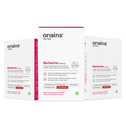 Origins Nutra Berberine |Boost Metabolism & Energy Levels, Help Manage Blood Sugar |Berberine |GMP Certified | For Men & Women | 28 Veg Capsules Pack of 3