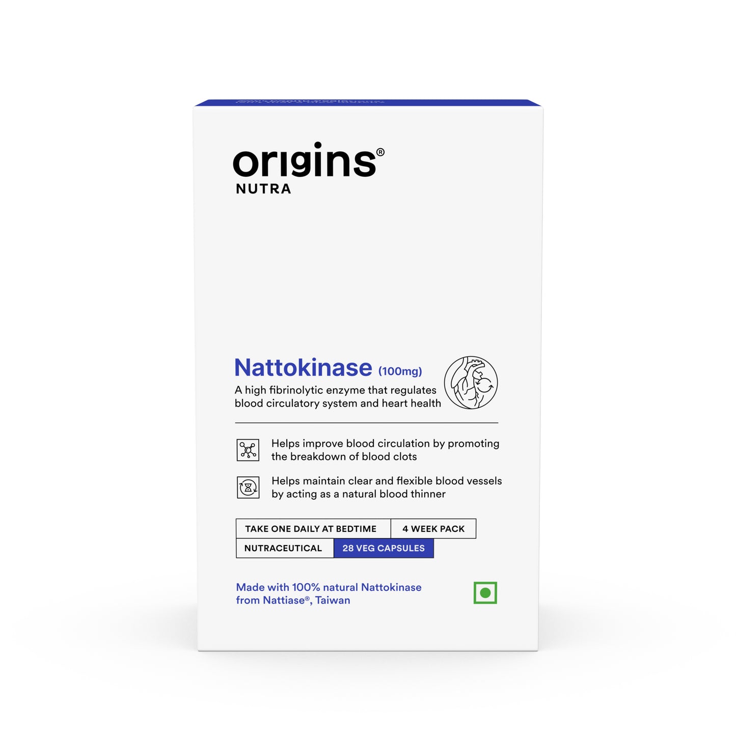 Origins Nutra Nattokinase | Promote Heart Health, Natural Blood Thinner, Control High Blood Pressure | Nattokinase |GMP Certified | For Men & Women | 28 Capsules Pack of 2