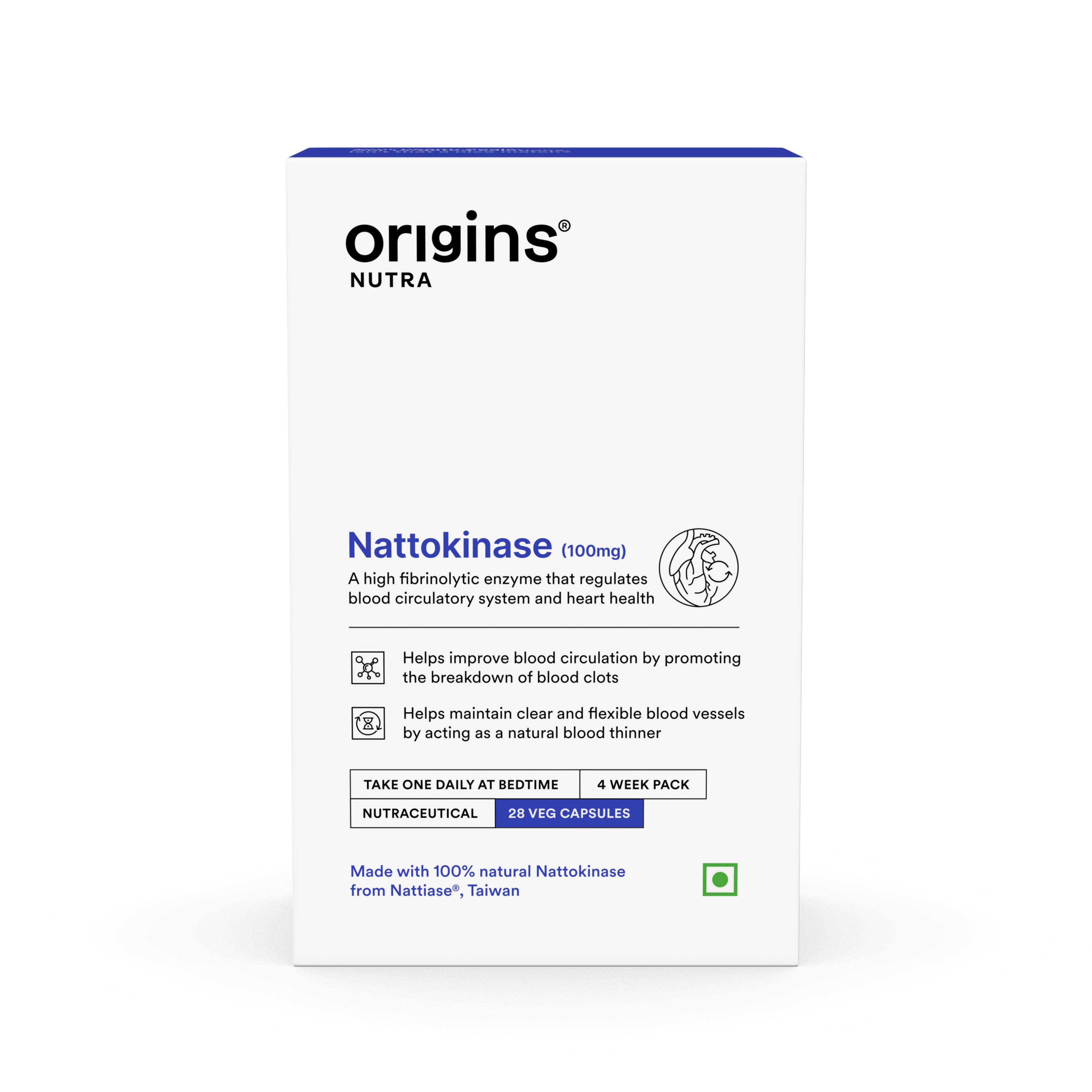 Origins Nutra Nattokinase | Promote Heart Health, Natural Blood Thinner, Control High Blood Pressure | Nattokinase |GMP Certified | For Men & Women | 28 Capsules Pack of 2