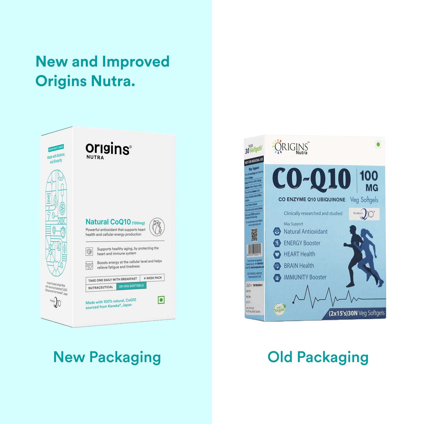 Origins Nutra Natural’s CoQ-10 (100mg) | Boost Energy & Stamina, Supports Heart Health, Relieves Migraine | CoQ 10 | GMP Certified | For Men & Women | 28 Veg Soft Gels Pack of 2
