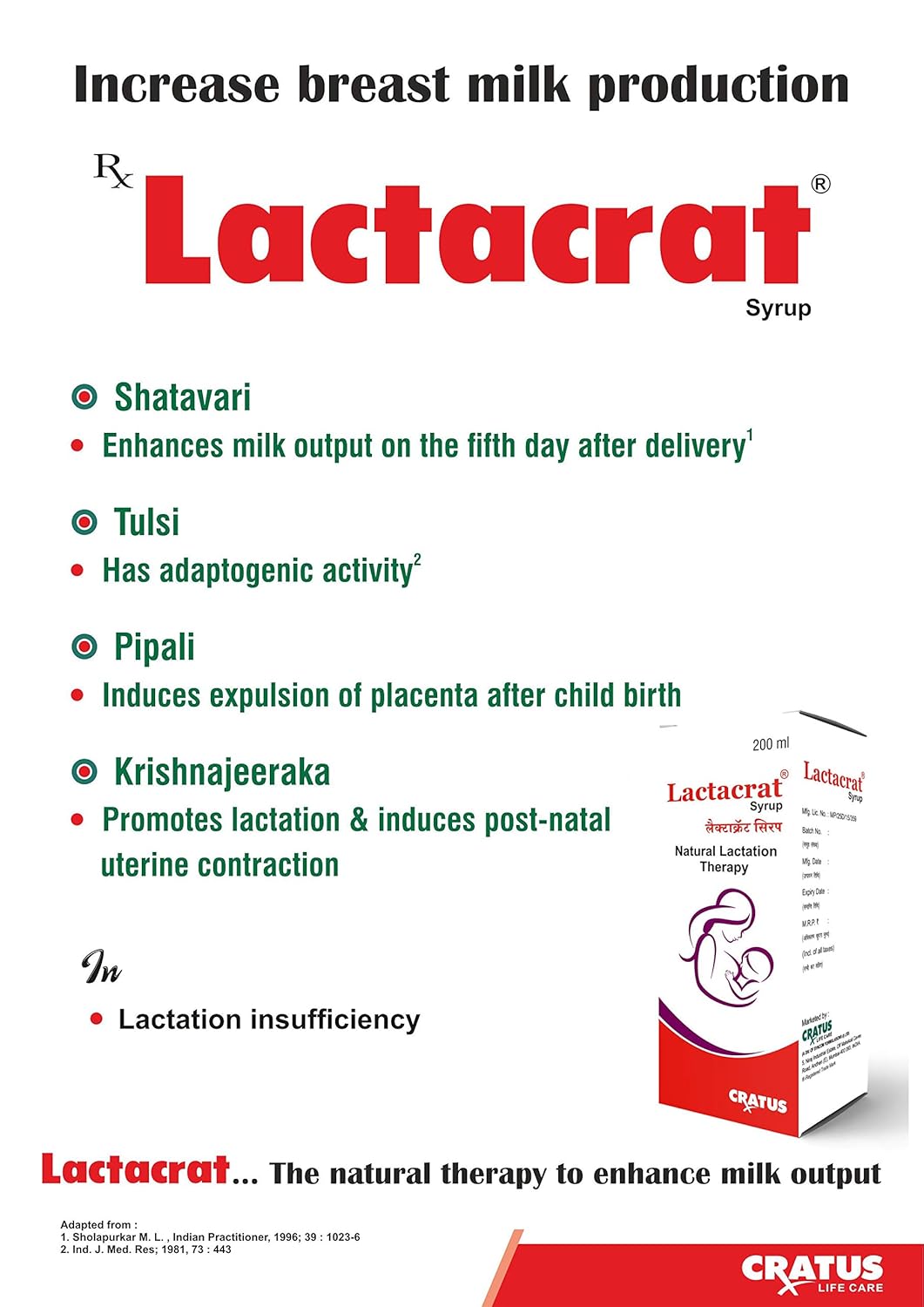 Cratus Lactacrat Syrup 200ML Each Maternity Aid Increases Breast Feeding Improved Lactation Milk Production for Women Saunf Flavour-(Pack of 3)