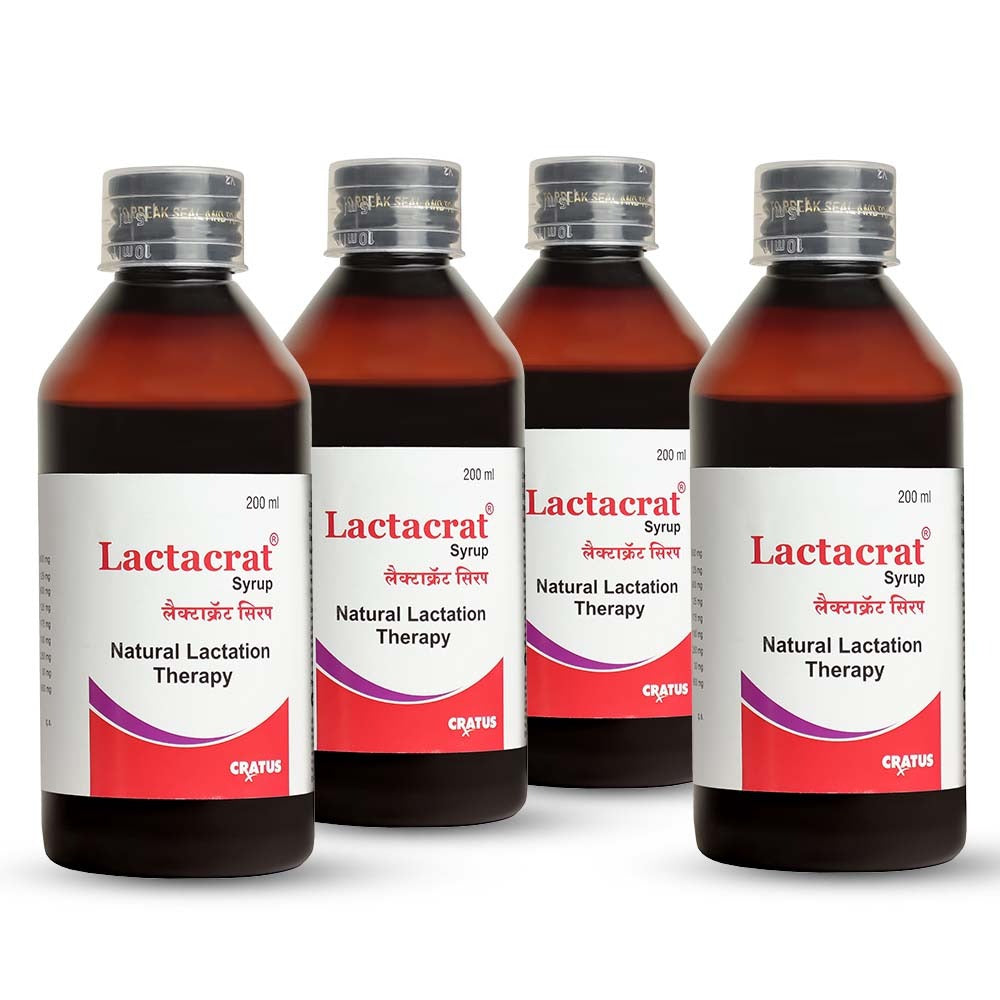 Cratus Lactacrat Syrup 200ML Each Maternity Aid Increases Breast Feeding Improved Lactation Milk Production for Women Saunf Flavour-(Pack of 4)