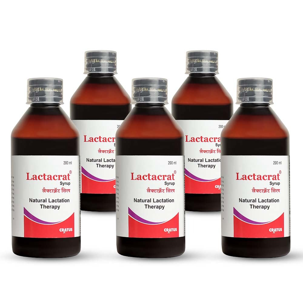 Cratus Lactacrat Syrup 200ML Each Maternity Aid Increases Breast Feeding Improved Lactation Milk Production for Women Saunf Flavour-(Pack of 5)