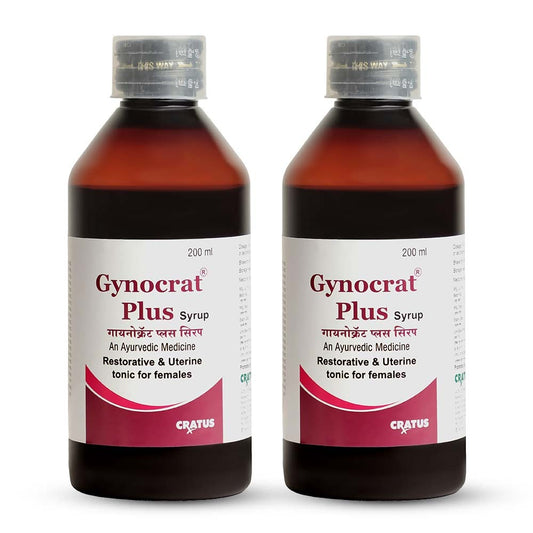 Cratus Gynocrat Plus Syrup 200ml -(Pack of 2) Hormonal Imbalance Supplement and Ayurvedic Uterine Tonic for Women, helps in Period Pain Relief and Irregular periods, White Discharge Medicine for Women