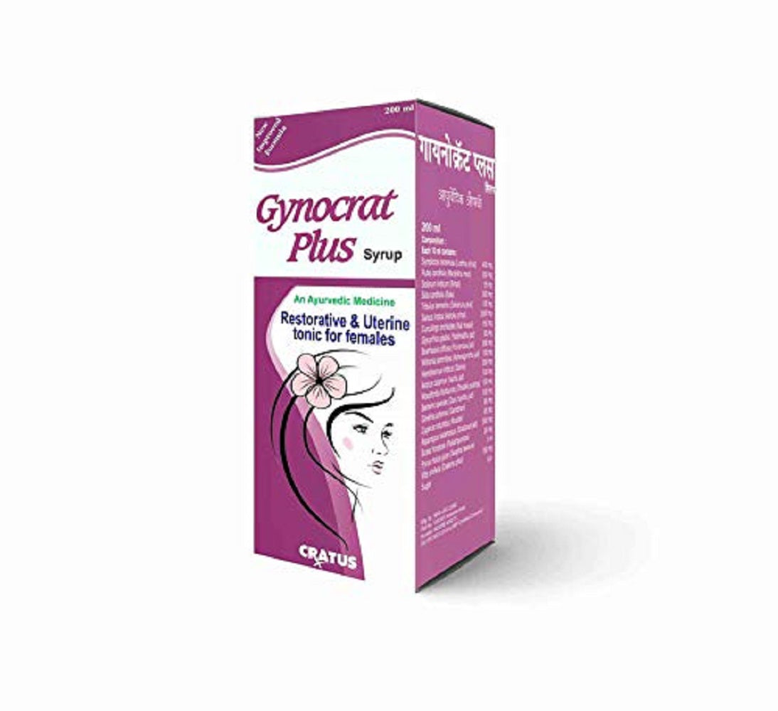 Cratus Gynocrat Plus Syrup 200ml -(Pack of 2) Hormonal Imbalance Supplement and Ayurvedic Uterine Tonic for Women, helps in Period Pain Relief and Irregular periods, White Discharge Medicine for Women