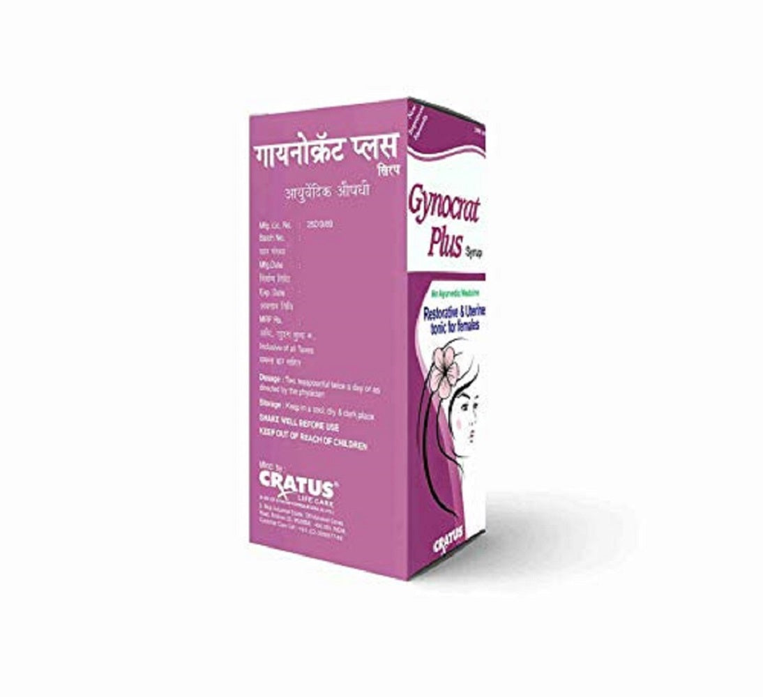 Cratus Gynocrat Plus Syrup 200ml -(Pack of 5) Hormonal Imbalance Supplement and Ayurvedic Uterine Tonic for Women, helps in Period Pain Relief and Irregular periods, White Discharge Medicine for Women