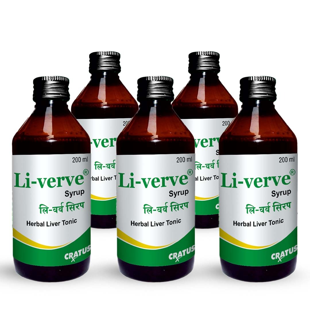 Cratus Li-verve Syrup Is a Ayurvedic Liver Tonic Protects From Liver diseases 200ml (Pack of 5)