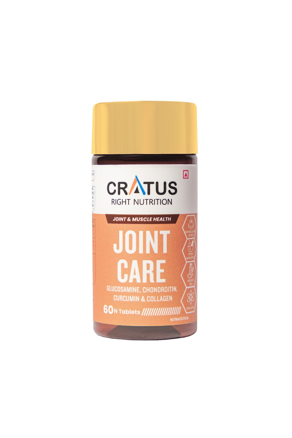 Cratus Right Nutrition Advanced Joint Care Tablets with Glucosamine, Chondroitin and Curcumin | Total Support for Joint, Cartilage and Muscle Health | Enhances Flexibility, Reduces Pain | 60 Tablets