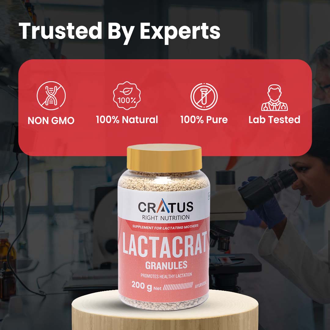 Lactacrat Granules - Natural Lactation Therapy For New Mothers | Contains The Goodness Of Natural Ingredients Including Tulsi, Pipali & Jiwanti | Promotes Healthy Production Of Breast Milk