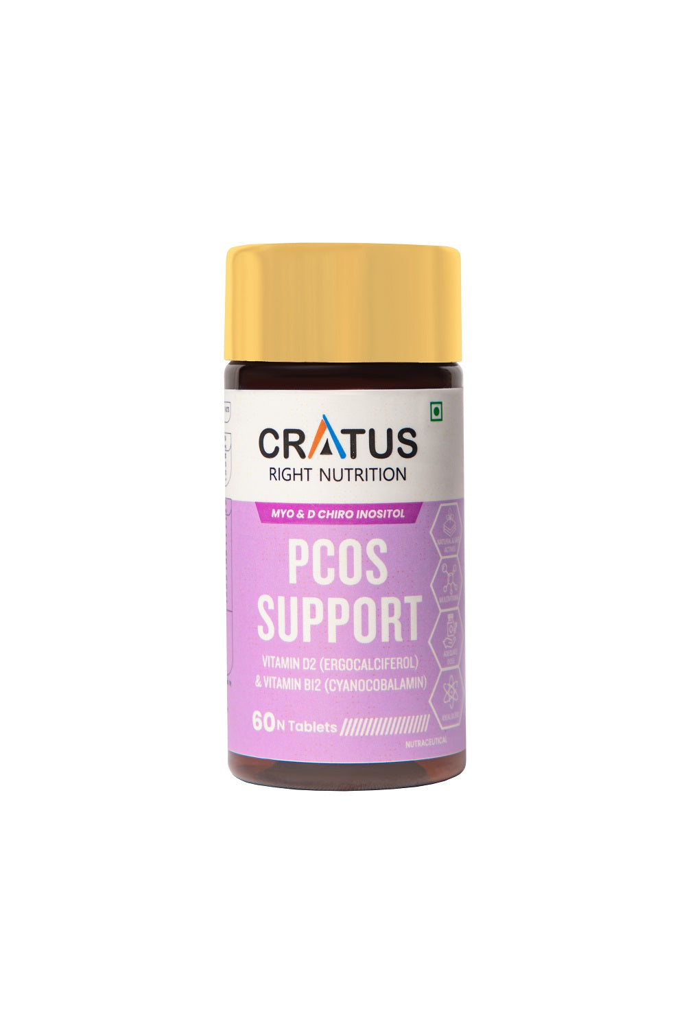 Cratus Right Nutrition - PCOS Tablets | Hormonal Balancing and Fertility Support | Designed for Effective PCOS Management | Helps Regulate Menstrual Cycles and Boost Metabolic Health | 60 Tablets