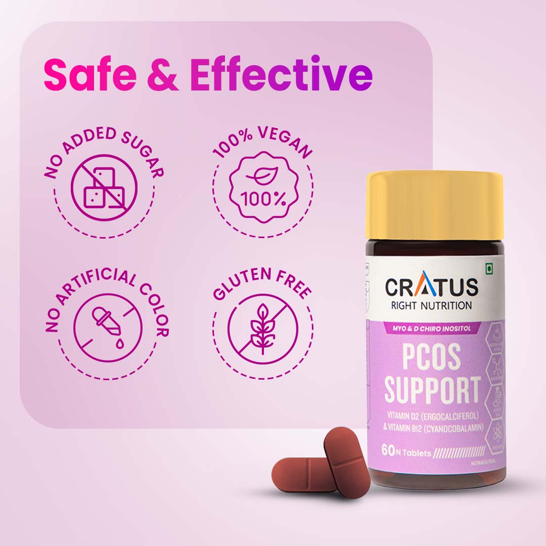 Cratus Right Nutrition - PCOS Tablets | Hormonal Balancing and Fertility Support | Designed for Effective PCOS Management | Helps Regulate Menstrual Cycles and Boost Metabolic Health | 60 Tablets