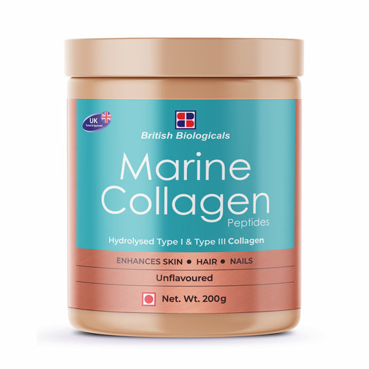 Marine Collagen Supplements for Women & Men, 200g | Supports Glowing Skin | Naturl Moisturiser | Supports healthy Nails, Hair & Skin | - Supports Damaged Skin | 200g | Unflavoured - British Biologicals