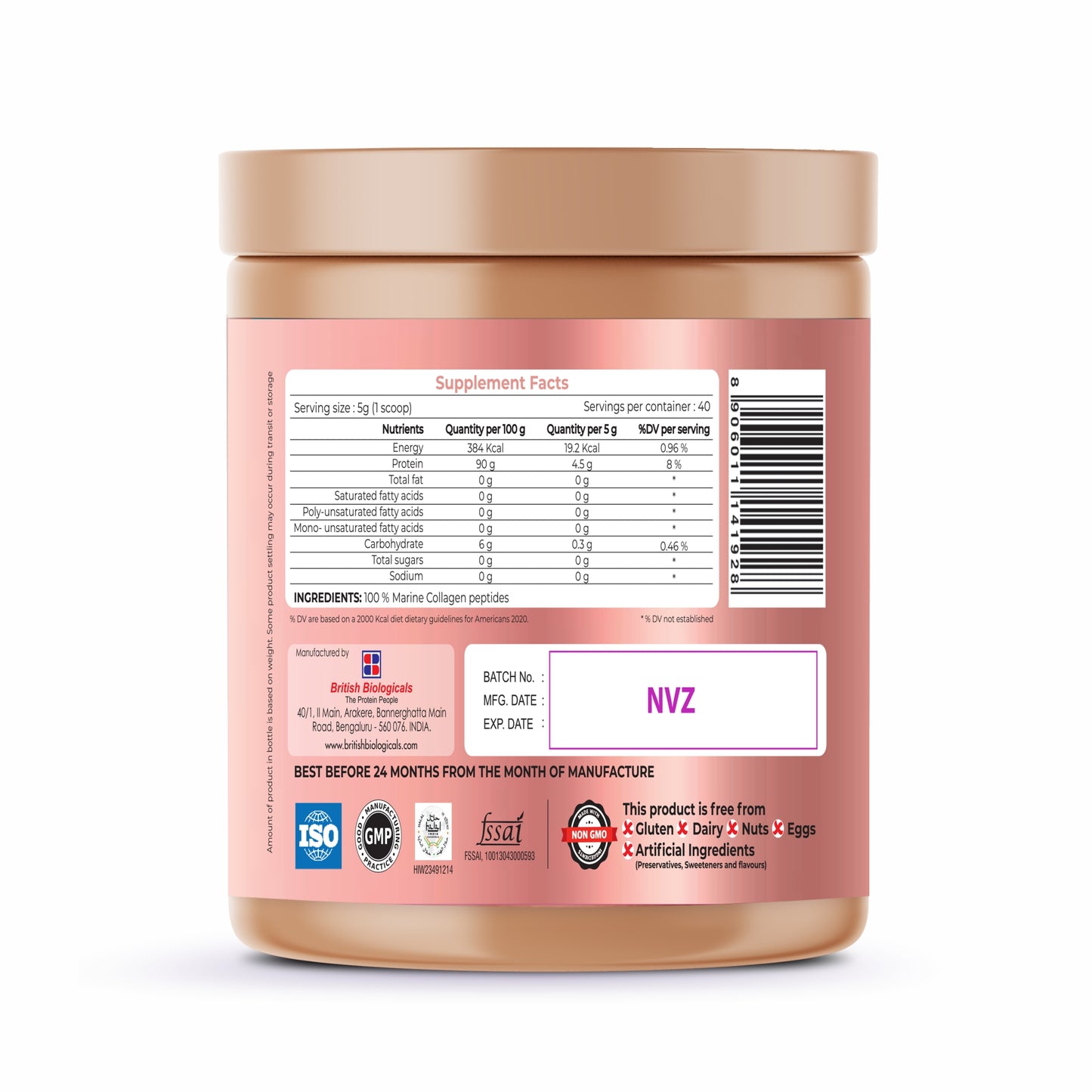 Marine Collagen Supplements for Women & Men, 200g | Supports Glowing Skin | Naturl Moisturiser | Supports healthy Nails, Hair & Skin | - Supports Damaged Skin | 200g | Unflavoured - British Biologicals