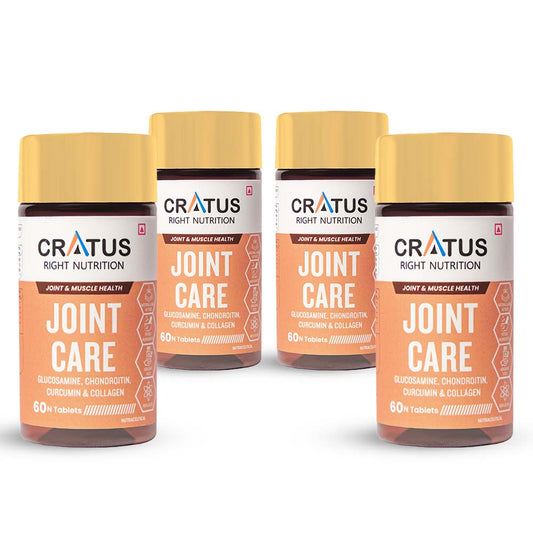 Cratus Right Nutrition Advanced Joint Care Tablets with Glucosamine, Chondroitin and Curcumin | Total Support for Joint, Cartilage and Muscle Health | Enhances Flexibility, Reduces Pain | 240 Tablets (Pack of 4)