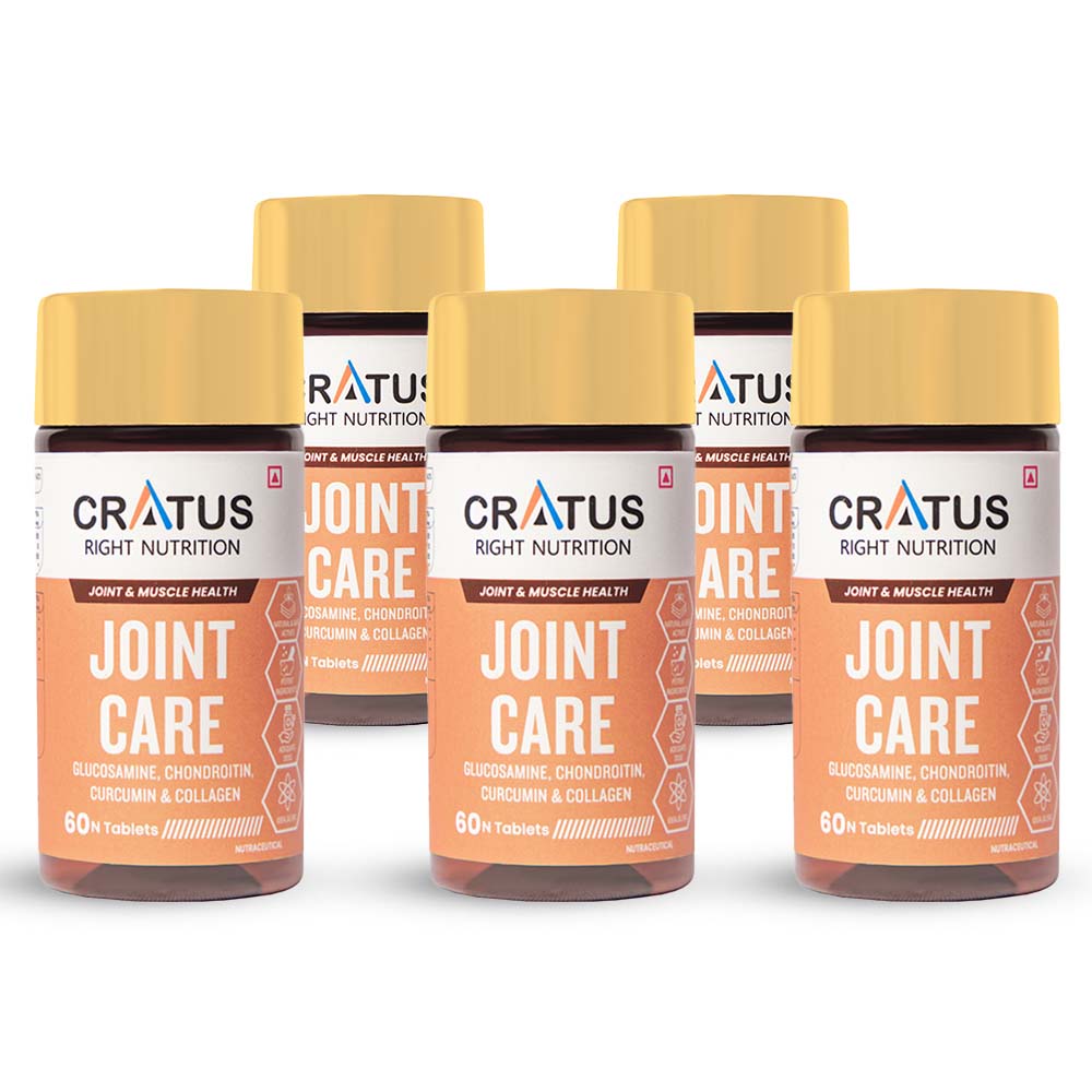 Cratus Right Nutrition Advanced Joint Care Tablets with Glucosamine, Chondroitin and Curcumin | Total Support for Joint, Cartilage and Muscle Health | Enhances Flexibility, Reduces Pain | 300 Tablets (Pack of 5)