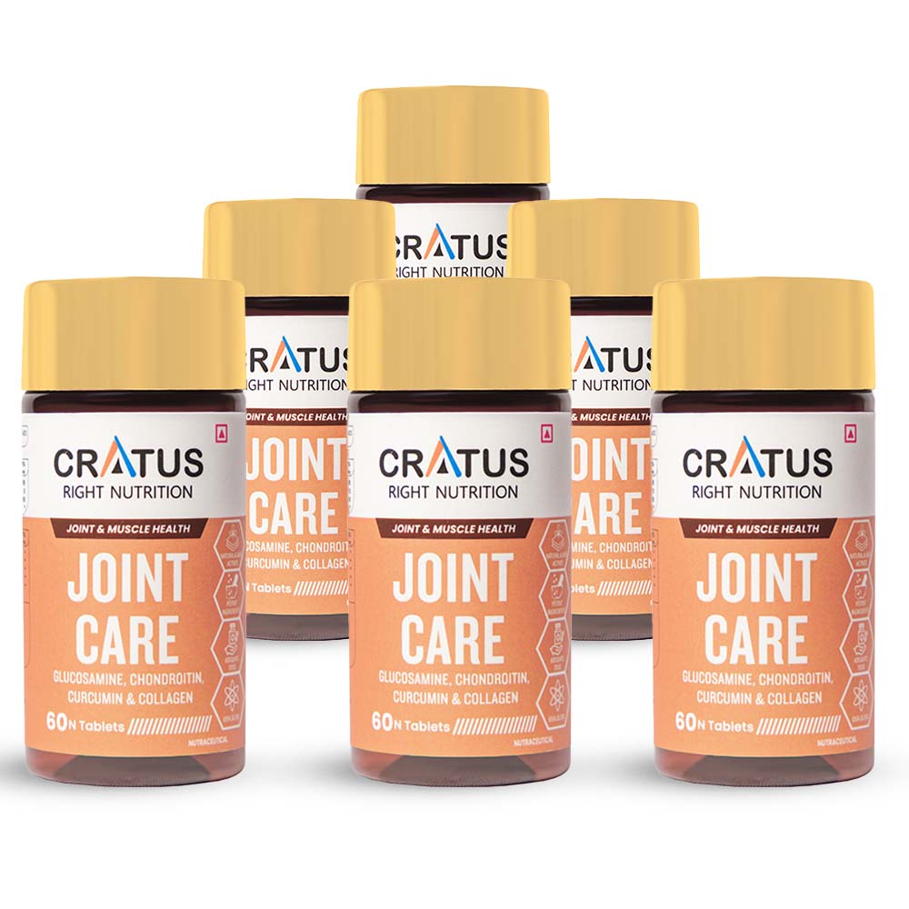 Cratus Right Nutrition Advanced Joint Care Tablets with Glucosamine, Chondroitin and Curcumin | Total Support for Joint, Cartilage and Muscle Health | Enhances Flexibility, Reduces Pain | 360 Tablets (Pack of 6)