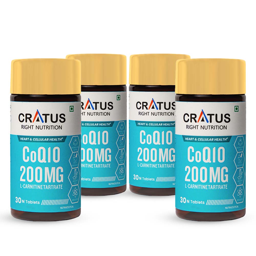 Cratus Right Nutrition COQ10 Tablets for Heart Health and Cellular Energy Support Formulated with L-Carnitine L Tartrate, Zinc and Lycopene | Boosts Vitality and Reduces Fatigue | 240 Tablets