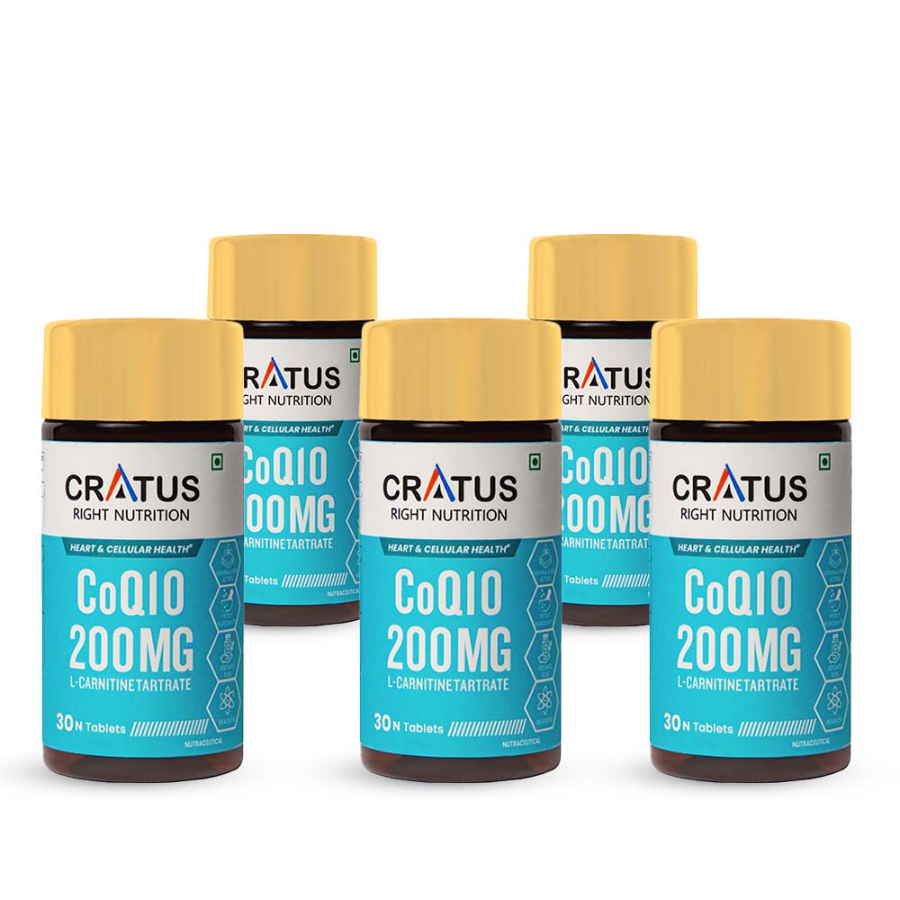 Cratus Right Nutrition COQ10 Tablets for Heart Health and Cellular Energy Support Formulated with L-Carnitine L Tartrate, Zinc and Lycopene | Boosts Vitality and Reduces Fatigue | 300 Tablets