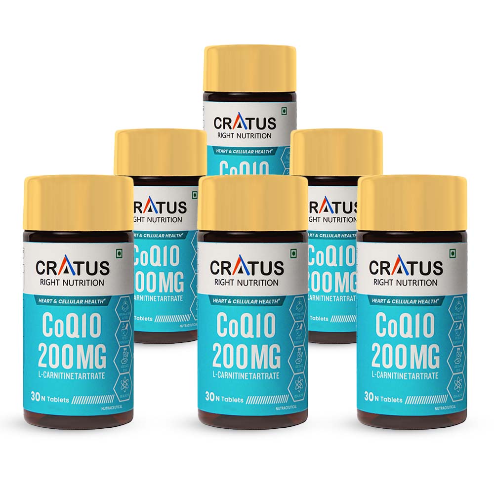 Cratus Right Nutrition COQ10 Tablets for Heart Health and Cellular Energy Support Formulated with L-Carnitine L Tartrate, Zinc and Lycopene | Boosts Vitality and Reduces Fatigue | 360 Tablets