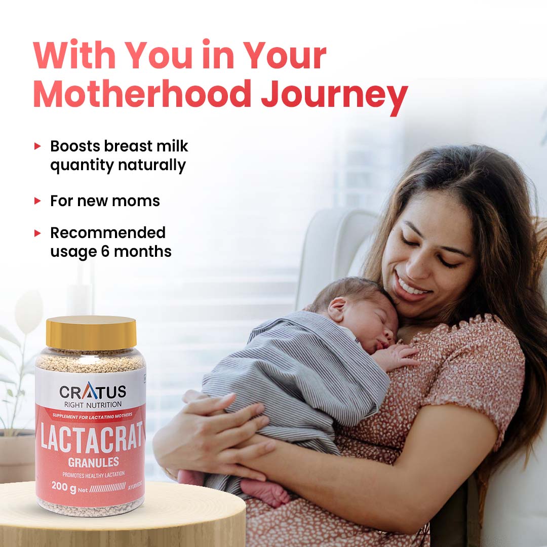 Lactacrat Granules - Natural Lactation Therapy For New Mothers | Contains The Goodness Of Natural Ingredients Including Tulsi, Pipali & Jiwanti | Promotes Healthy Production Of Breast Milk (Pack of 3)
