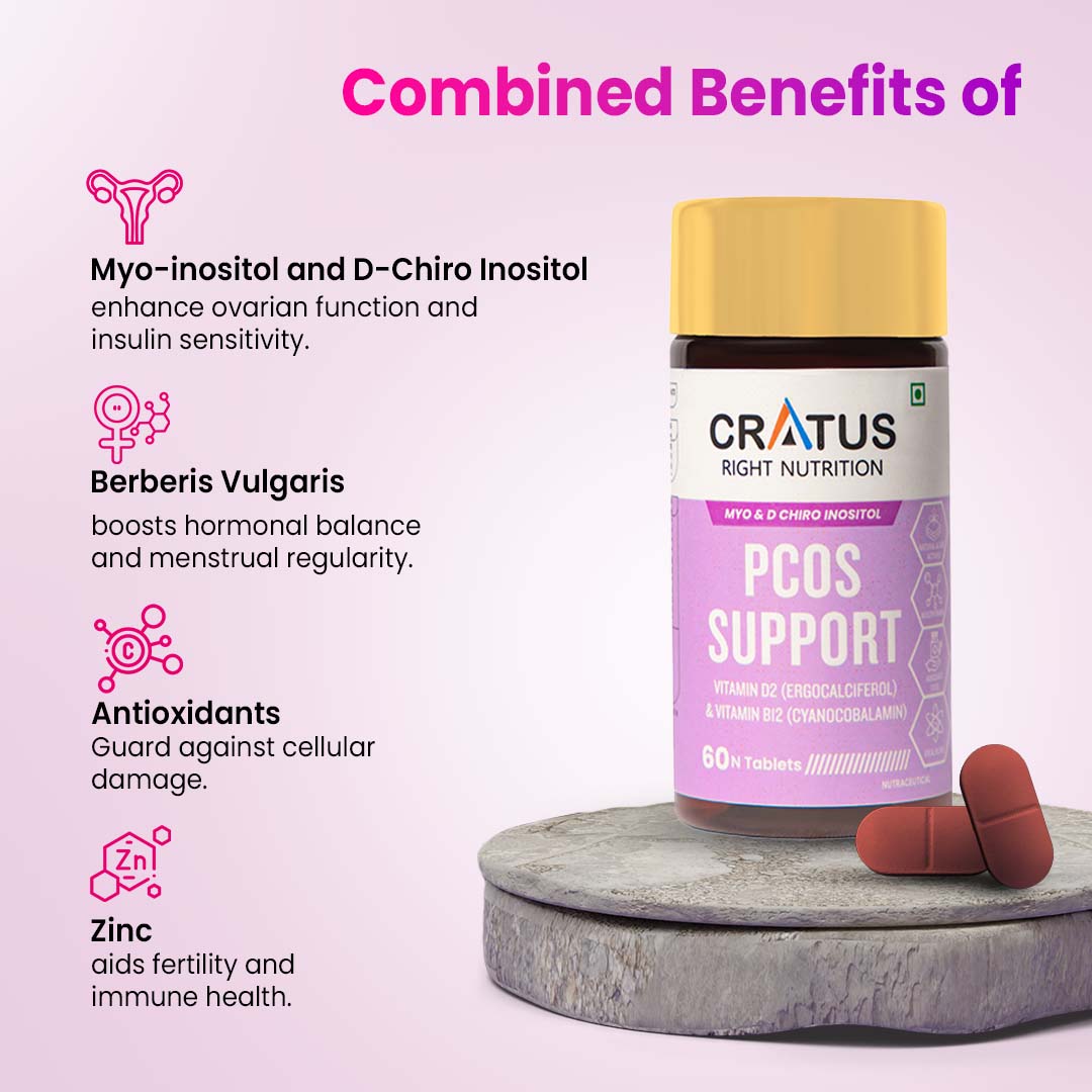 Cratus Right Nutrition - PCOS Tablets | Hormonal Balancing and Fertility Support | Designed for Effective PCOS Management | Helps Regulate Menstrual Cycles and Boost Metabolic Health | 240 Tablets