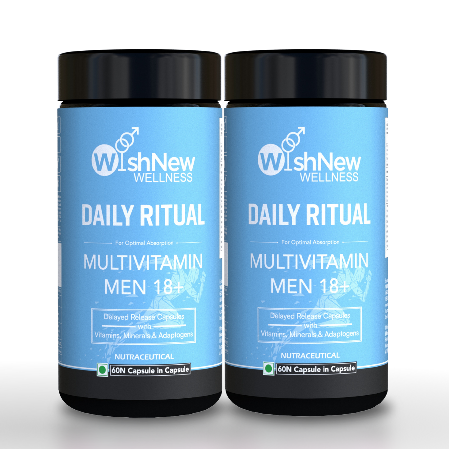 WishNew Wellness Daily Ritual Men's Multivitamin 18+ | Comprehensive 36-Nutrient Blend for Peak Energy & Metabolism | Boosts Stamina, Immune Health | 120 Non-GMO Delayed Release Capsules