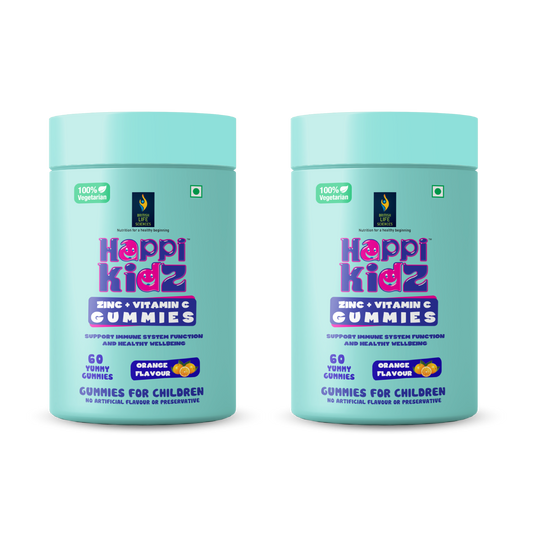 Happi Kidz - Zinc + Vitamin C Gummies For Kids - (60 Gummy Bears) - Immune Support | Orange Flavor | Non-GMO | Gluten-Free | Vegan | No Artificial Colors | Daily Supplement for Children (Pack of 2)