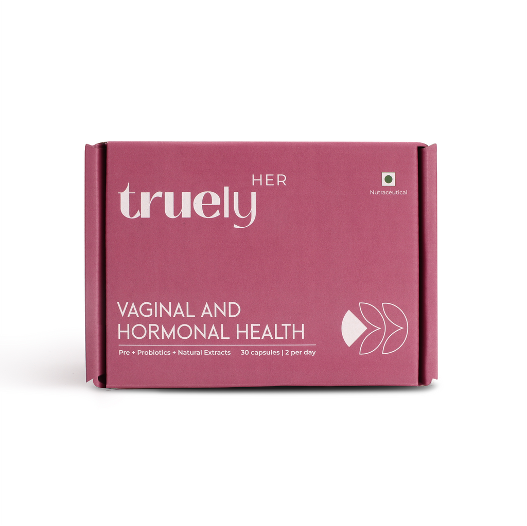Truely Her Tested Pre & Probiotic Veggie Capsules for Women | Helps in Hormone Balance, PMS Relief, Reduce UTIs & PCOS Support | Helps to Manage Irregular Periods | Vegan | 30 Capsules (Pack of 1)