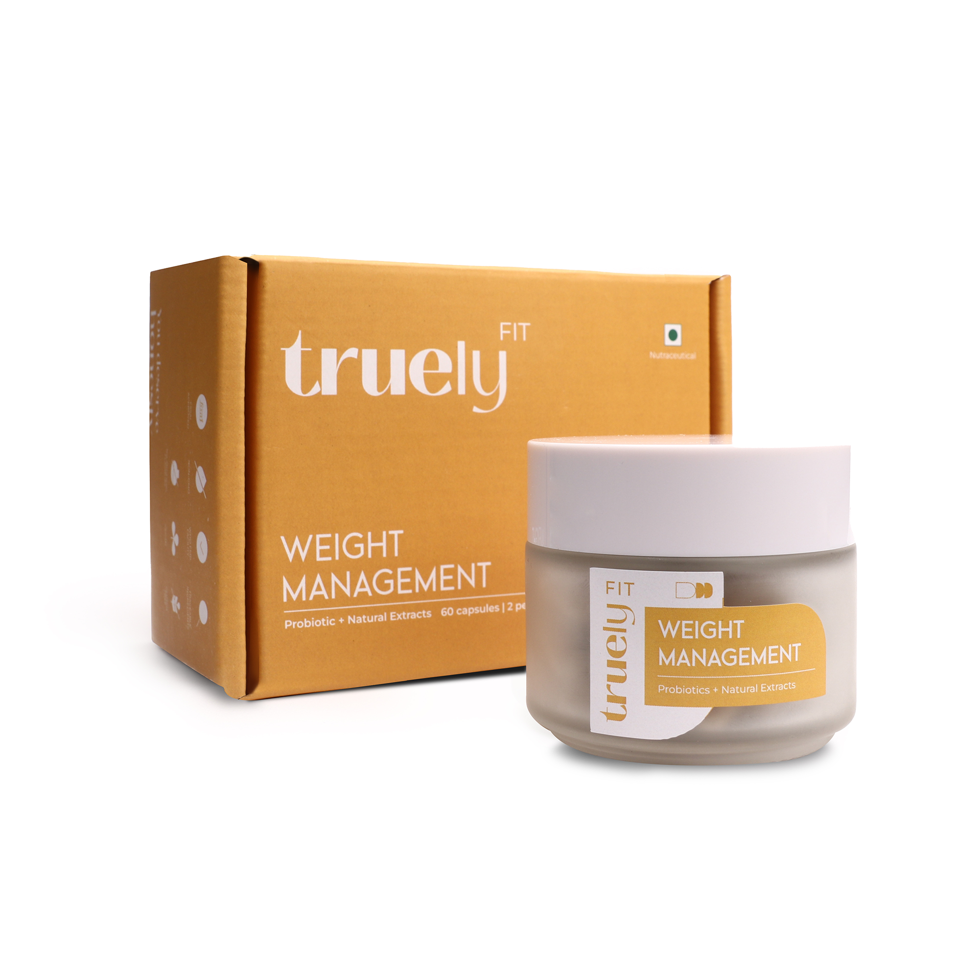 Truely Fit Probiotic Weight Management - 60 Veggie Capsules - Improve Digestion, Curbs Cravings, and Balances Blood Sugar - No Side Effects - Gluten Free - No Artificial Flavors - Vegan (Pack of 2)