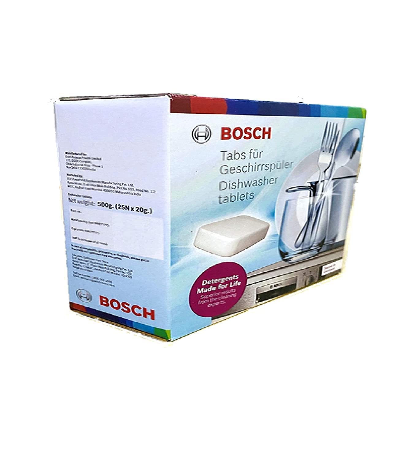 Bosch Dishwasher Tablets (25 Tablets) 500gm and Bosch Siemens Dishwasher Care (Recommended for removing fats, oils and lime scale), Combo Pack of 2