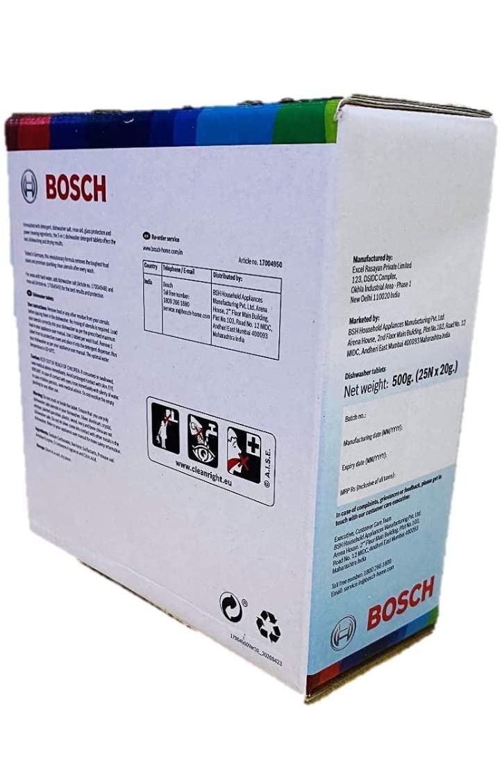 Bosch Dishwasher Tablets (25 Tablets) 500gm and Bosch Siemens Dishwasher Care (Recommended for removing fats, oils and lime scale), Combo Pack of 2