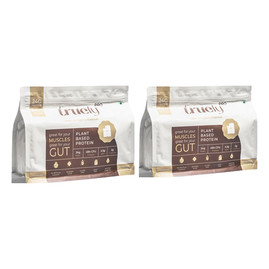Truely Pro - Vegan Plant Protein | 24g Protein/Serving | 4 Bn CFU Probiotics | 3 Protein Sources - Pea, Brown Rice & Moong Bean | No Artificial Flavours | THIRD-PARTY TESTED | Dark Chocolate | 2KG