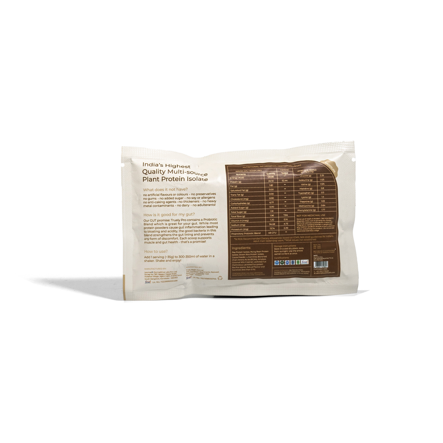 Truely Pro - Vegan Plant Protein | 24g Protein/Serving | 4 Bn CFU Probiotics | 3 Protein Sources - Pea, Brown Rice & Moong Bean | No Artificial Flavours | THIRD-PARTY TESTED | Dark Chocolate | 2KG