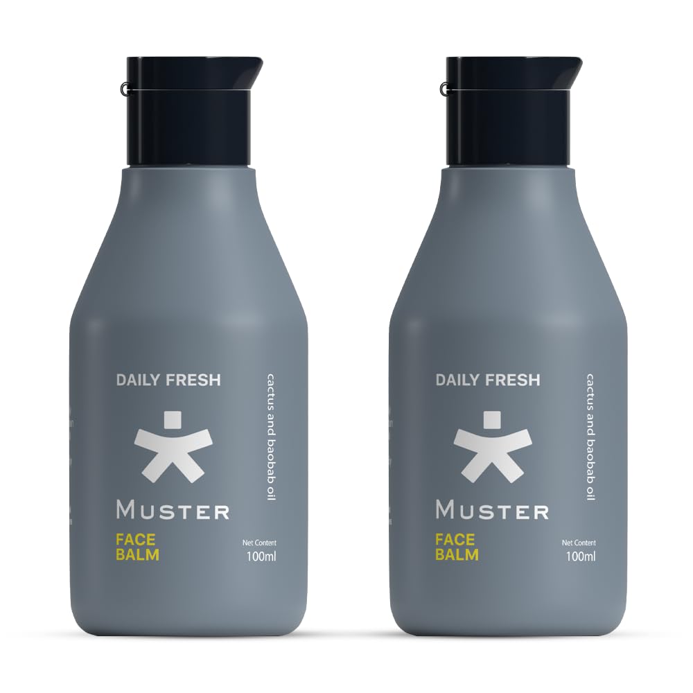 Muster Daily Fresh Face Balm for Men | 100 ML | After Shave | Reduces Dark Spots | Hydrates & Soothes | Cactus & Baobab Oil | Antioxidant-Rich (Pack of 2)