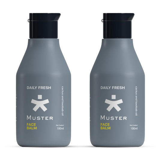 Muster Daily Fresh Face Balm for Men | 100 ML | After Shave | Reduces Dark Spots | Hydrates & Soothes | Cactus & Baobab Oil | Antioxidant-Rich (Pack of 2)