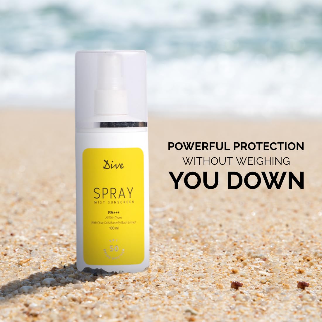 DIVE SPRAY MIST SUNSCREEN | Broad-Spectrum SPF 50 | PA+++ | Non-Greasy & Water-Resistant | Convenient Spray Application | Oil-Free & UVA/UVB | Free from Paraben, Sulphates, and Cruelty | Suitable for all Skin Types | 100ml