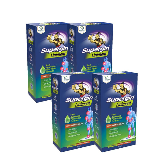 Supergin Liniment Oil - 50ml | Ayurvedic Pain Relief Formula | Quick Relief from Arthritis Pain, Joint Pain, Muscle Pain, Back Pain, and Shoulder Pain (Pack of 4)