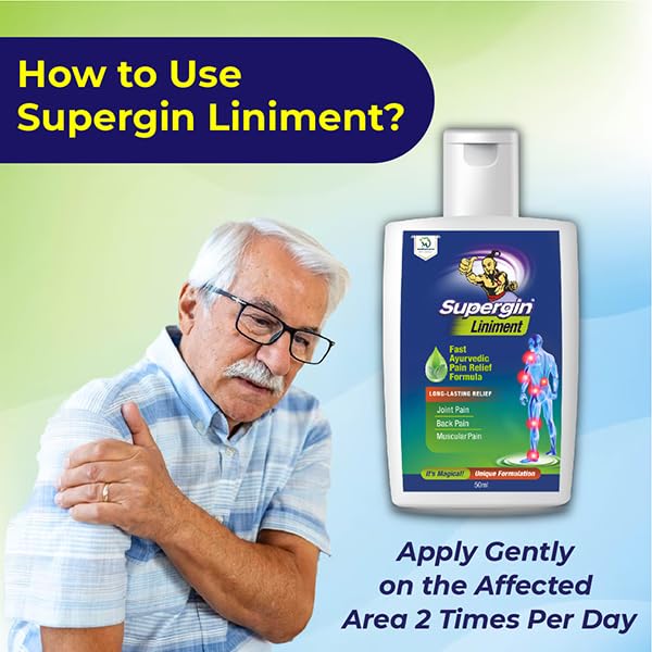 Supergin Liniment Oil - 50ml | Ayurvedic Pain Relief Formula | Quick Relief from Arthritis Pain, Joint Pain, Muscle Pain, Back Pain, and Shoulder Pain (Pack of 5)