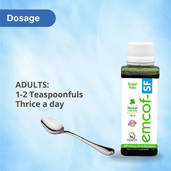Emcof Ayurvedic Sugar-Free Cough Syrup: Relieve Your Cough Naturally with Our Herbal Formula - Buy Now for Fast Relief! (Pack of 6)