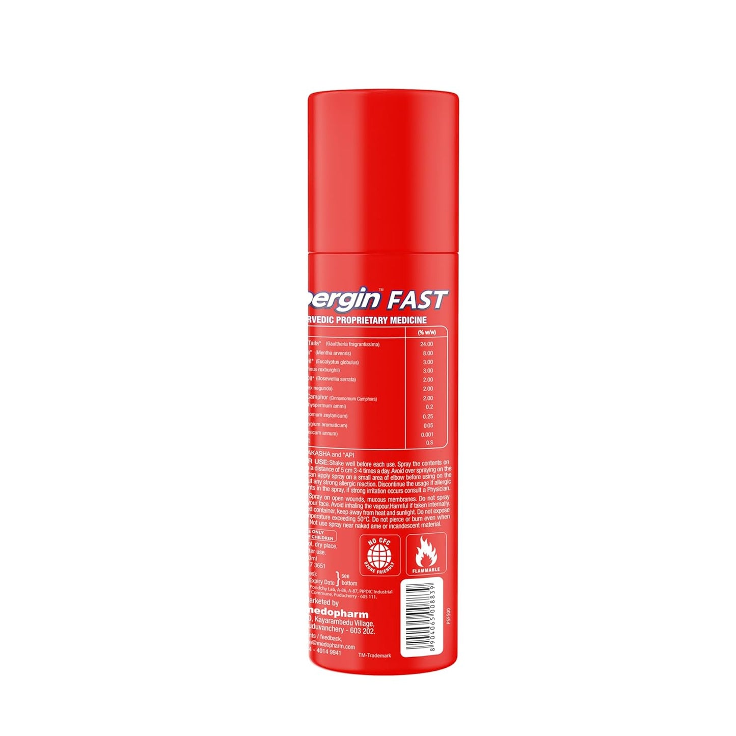 Medopharm Wellness Supergin Fast Pain Relief Spray - 50ml (Pack of 3+1) | Instant Relief for Sprains, Muscle, Back, Joint, Shoulder, and Knee Pain Stain-Free Spray | Ideal for Sports & Gym Injuries