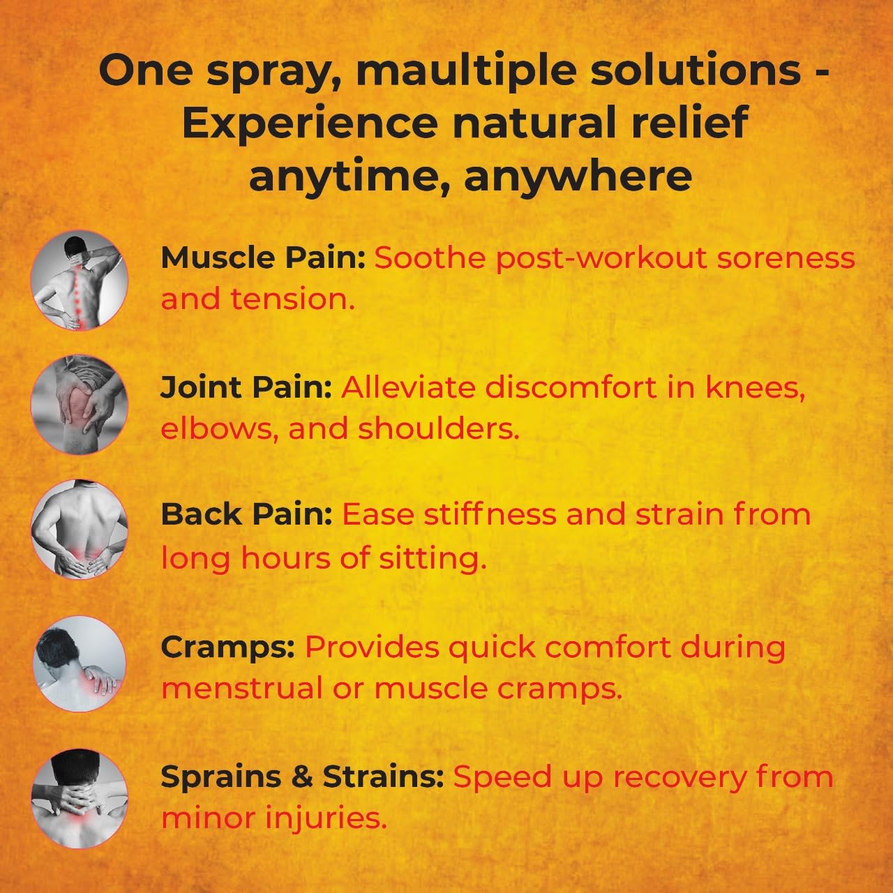 Medopharm Wellness Supergin Fast Pain Relief Spray - 50ml (Pack of 3+1) | Instant Relief for Sprains, Muscle, Back, Joint, Shoulder, and Knee Pain Stain-Free Spray | Ideal for Sports & Gym Injuries