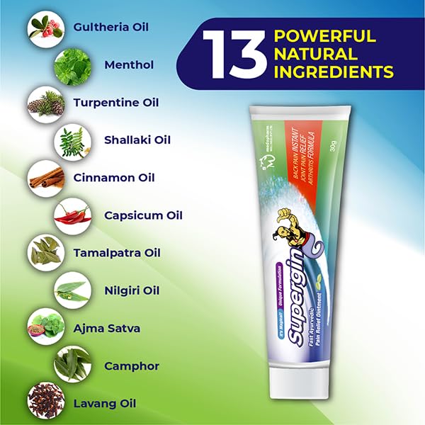 Supergin Ayurvedic Instant Pain Relief Ointment: Natural Remedy for Quick and Effective Results BUY 3 GET 1