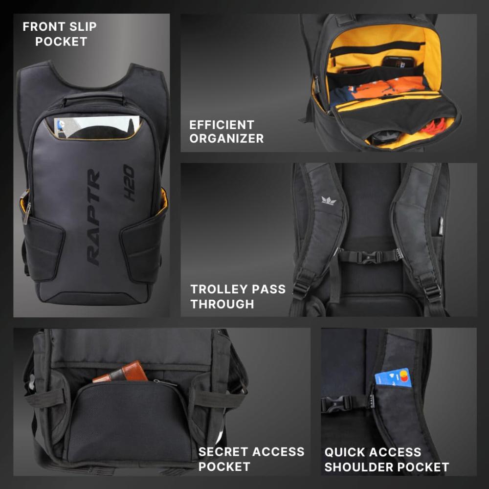 GODS Raptr H2O Hydration Backpack with 15.6 Laptop Compartment(15 Ltrs, Black)