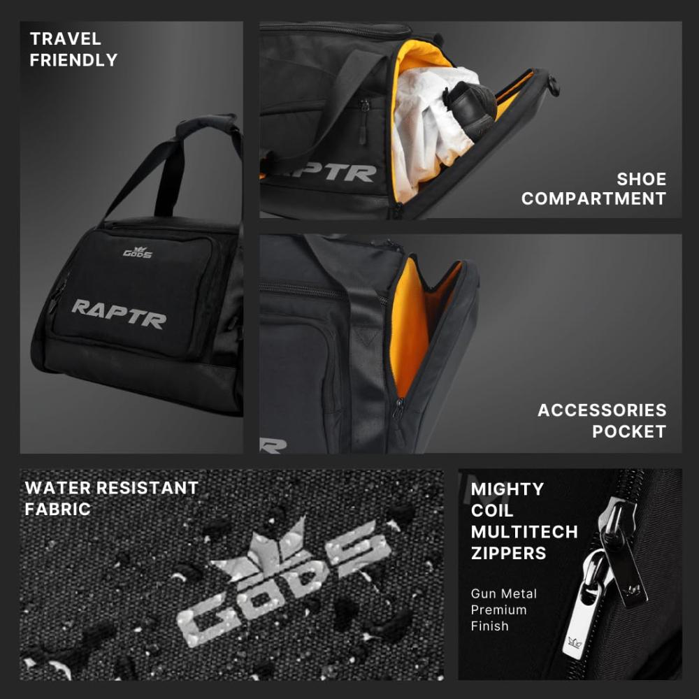 GODS RAPTR Hard Shell Travel Duffel Bag with Molded Design(40 Ltrs, Black)