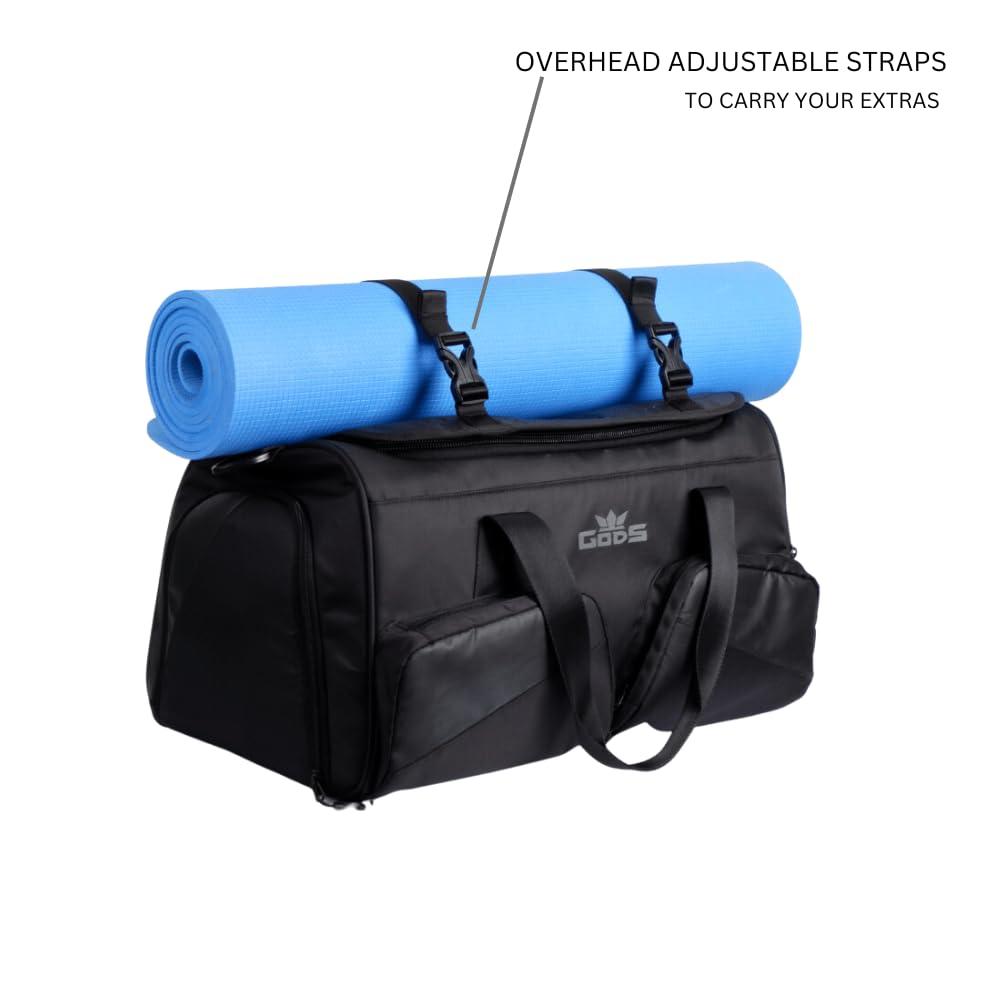 GODS Capo Travel and Gym Duffel Bag with Dedicated Shoe Compartment(40 Ltrs, Black)