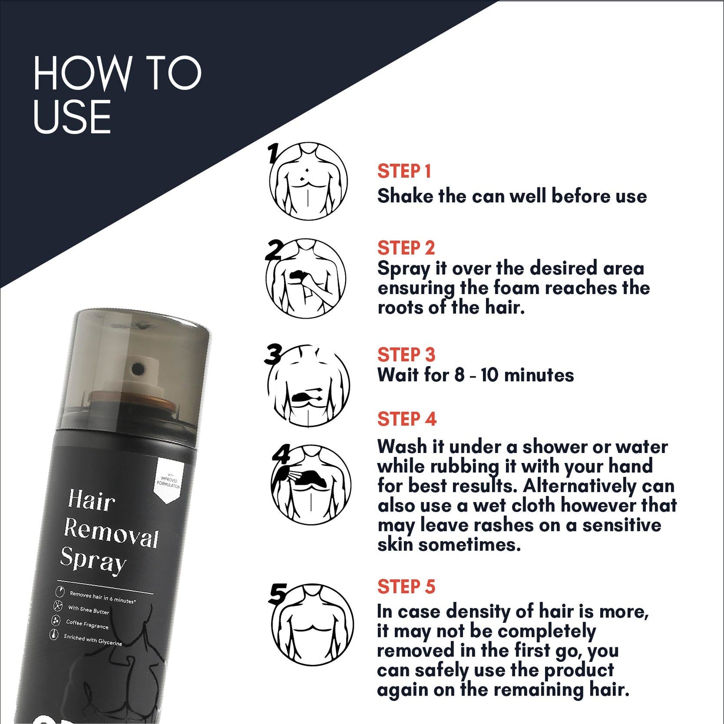 OMG Hair Removal Spray for Men | Painless Body Hair Removal pray for Chest Back Hands Legs and Intimate Areas | with Coffee Fragrance Shea Butter and Glycerine | Works in less than 10 Minutes| 200ml
