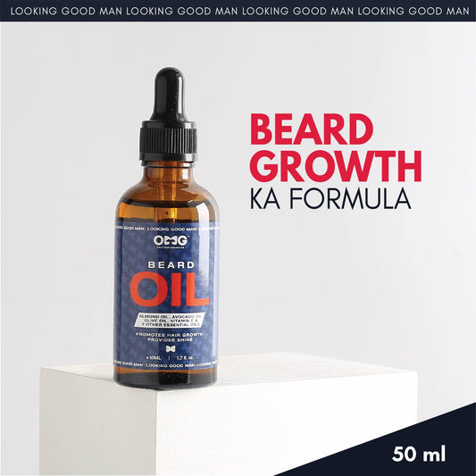 OMG Beard Oil 50ml | Promotes Hair Growth and Gives Shine | Enriched with Vitamin E and 100% Natural Ingredients | Contains Almond Oil, Avocado Oil, Olive Oil