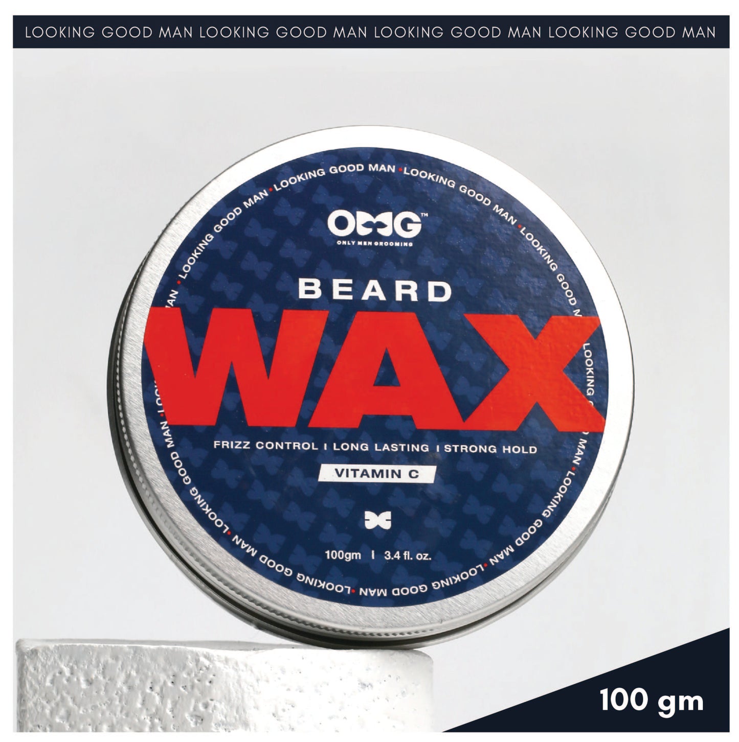 OMG Beard Shampoo & Conditioner 180ml and OMG Beard Wax 100gm Combo | Promotes Hair Growth, Gives Shine, Reduces Dandruff | Contains Natural Oils & Vitamin C | Beard Styling for Strong Hold